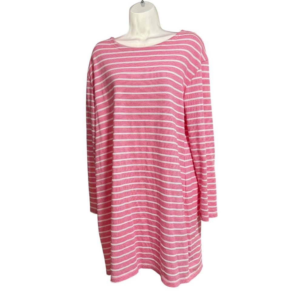 Sail to Sable Striped Tunic Dress‎ Womens Large Pink Excellent Long Sleeve Zip - Picture 2 of 7